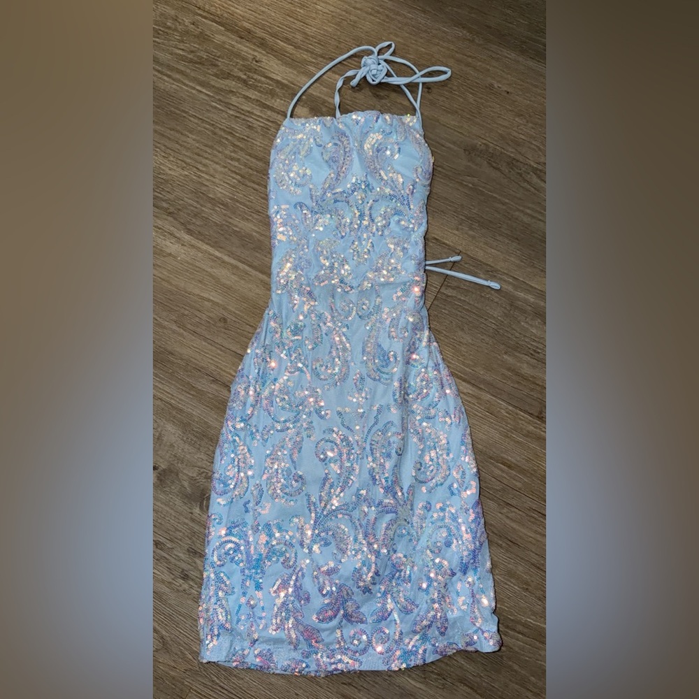 Windsor Light Blue Sequin Midi Dress